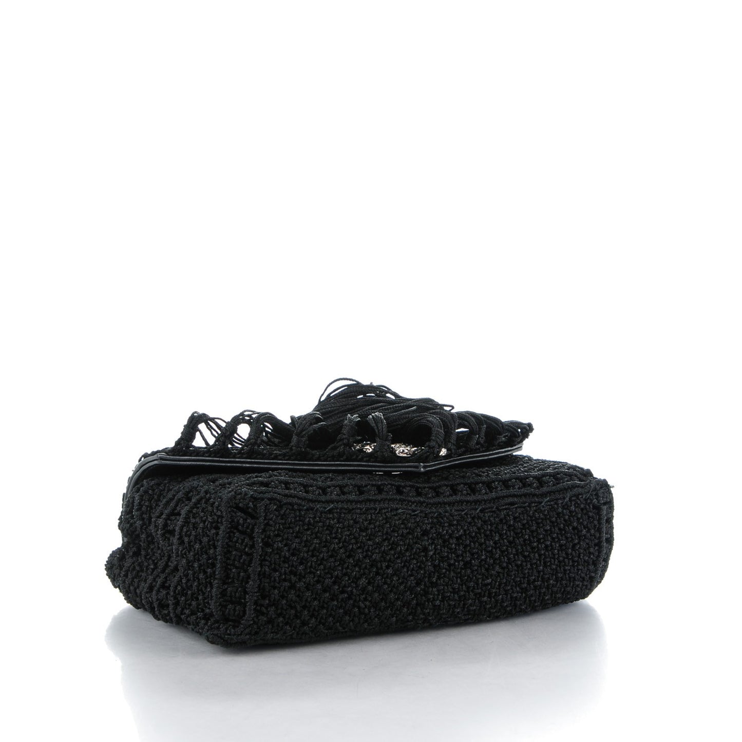 Calfskin Crochet Baby Monogram Chain Satchel Black