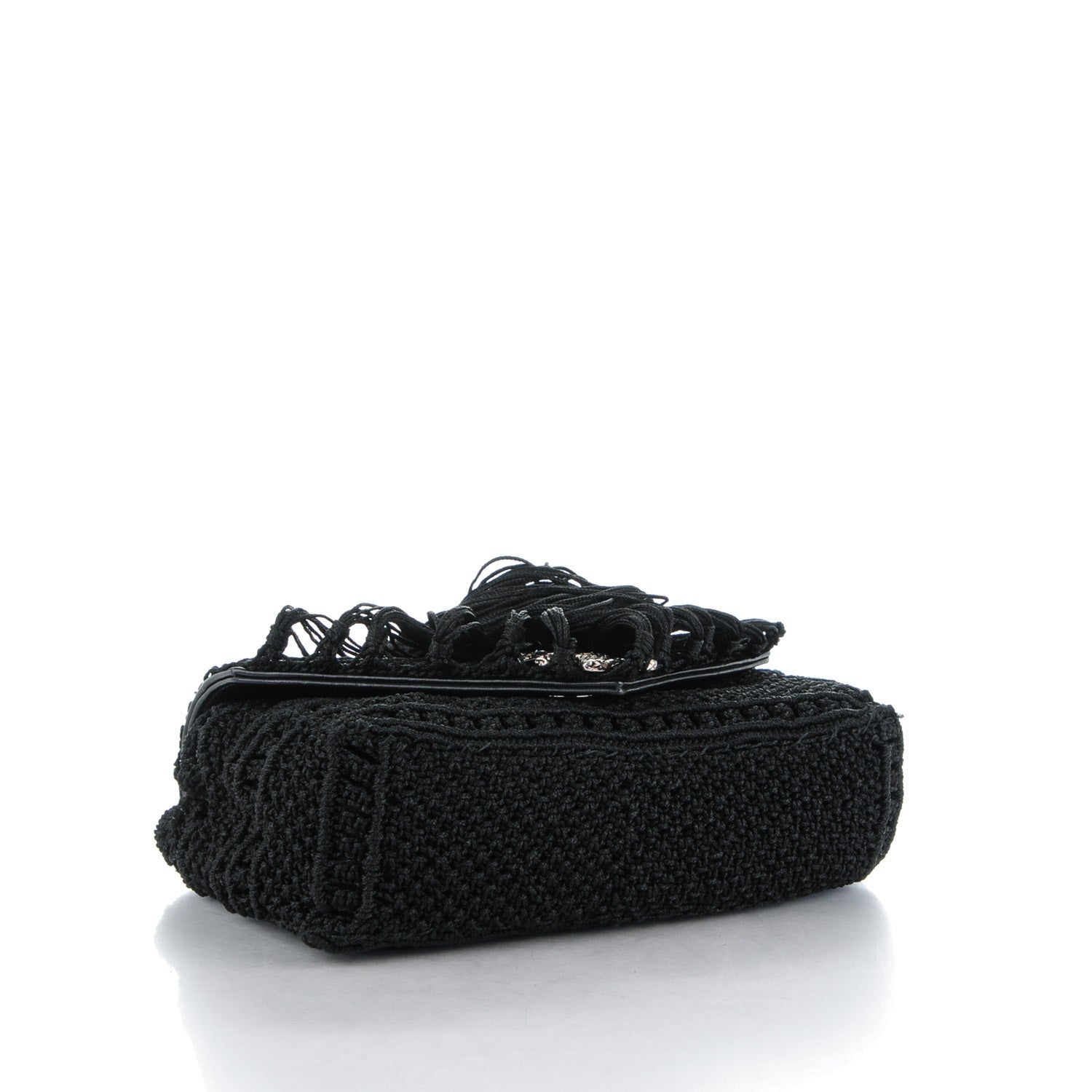 Saint Laurent Calfskin Crochet Baby Monogram Chain Satchel Black 4 of 7