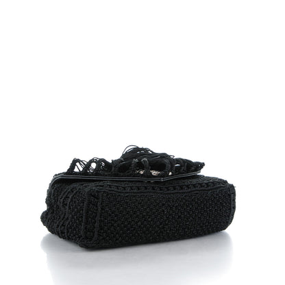 Saint Laurent Calfskin Crochet Baby Monogram Chain Satchel Black 4 of 7