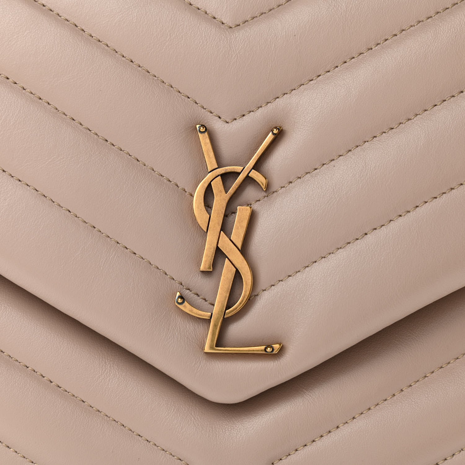Saint Laurent Calfskin Y Quilted Monogram Medium Loulou Chain Satchel Light Natural 6 of 8