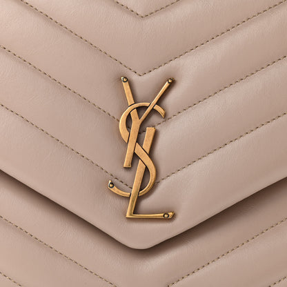 Saint Laurent Calfskin Y Quilted Monogram Medium Loulou Chain Satchel Light Natural 6 of 8