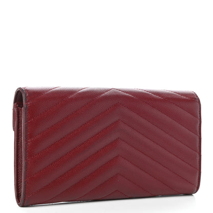 Saint Laurent Grain De Poudre Matelasse Chevron Monogram Flap Wallet Palissandre 7 of 12