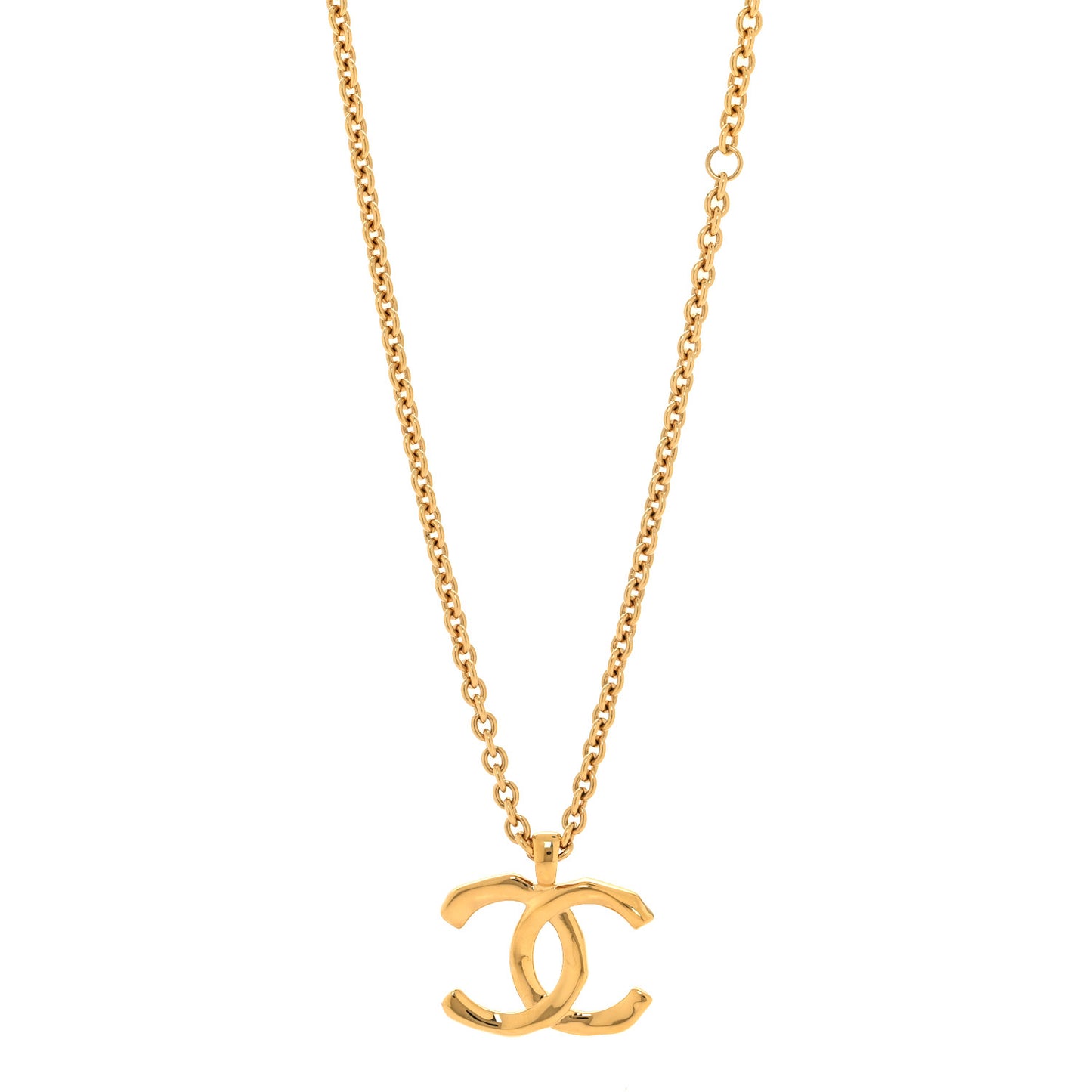 Metal Large CC Pendant Chain Necklace Gold