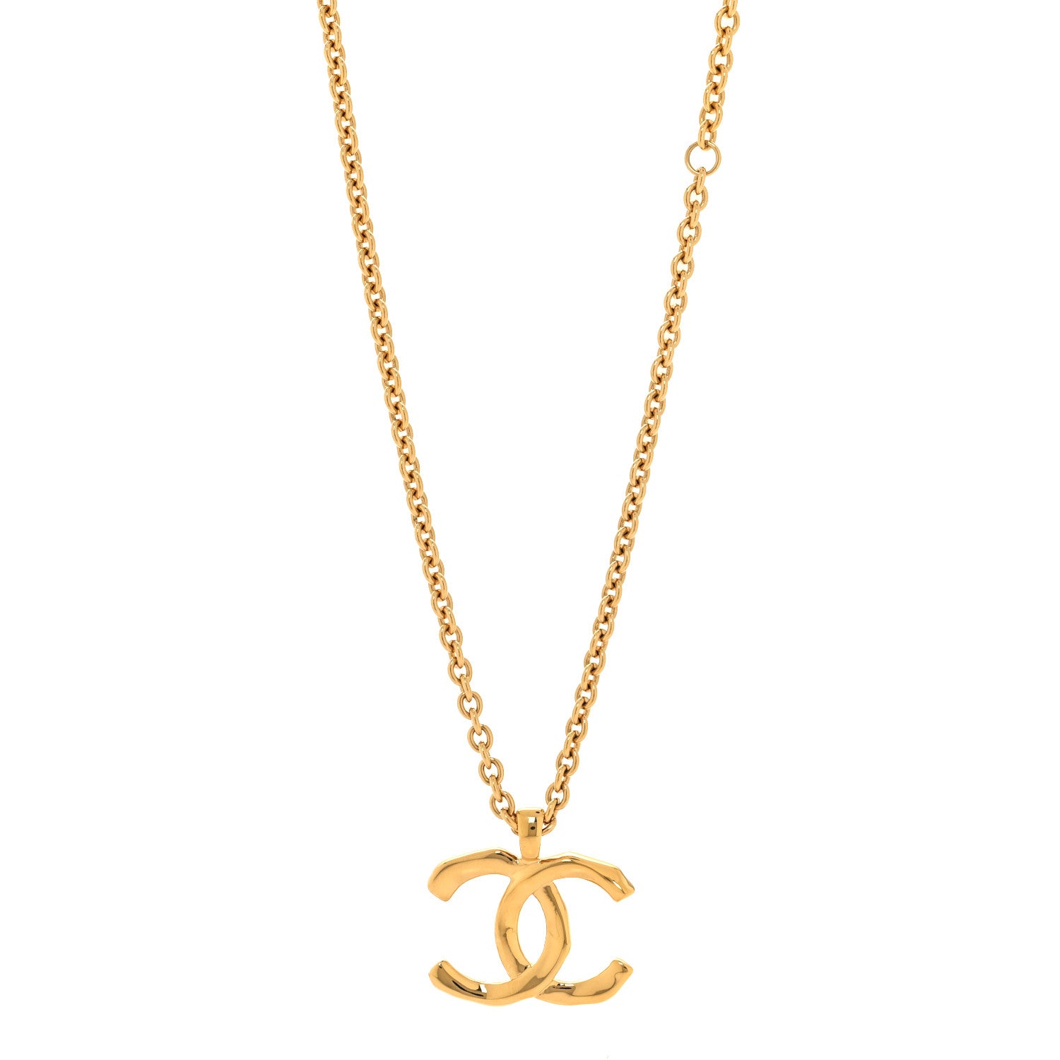 Chanel Metal Large CC Pendant Chain Necklace Gold 1 of 5