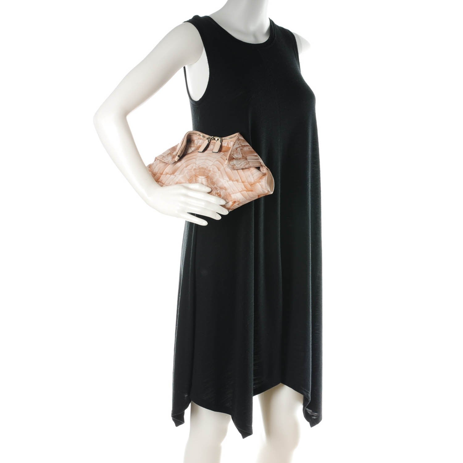 Alexander McQueen Silk Lace Ruffle Printed Small De Manta Clutch Blush 2 of 7