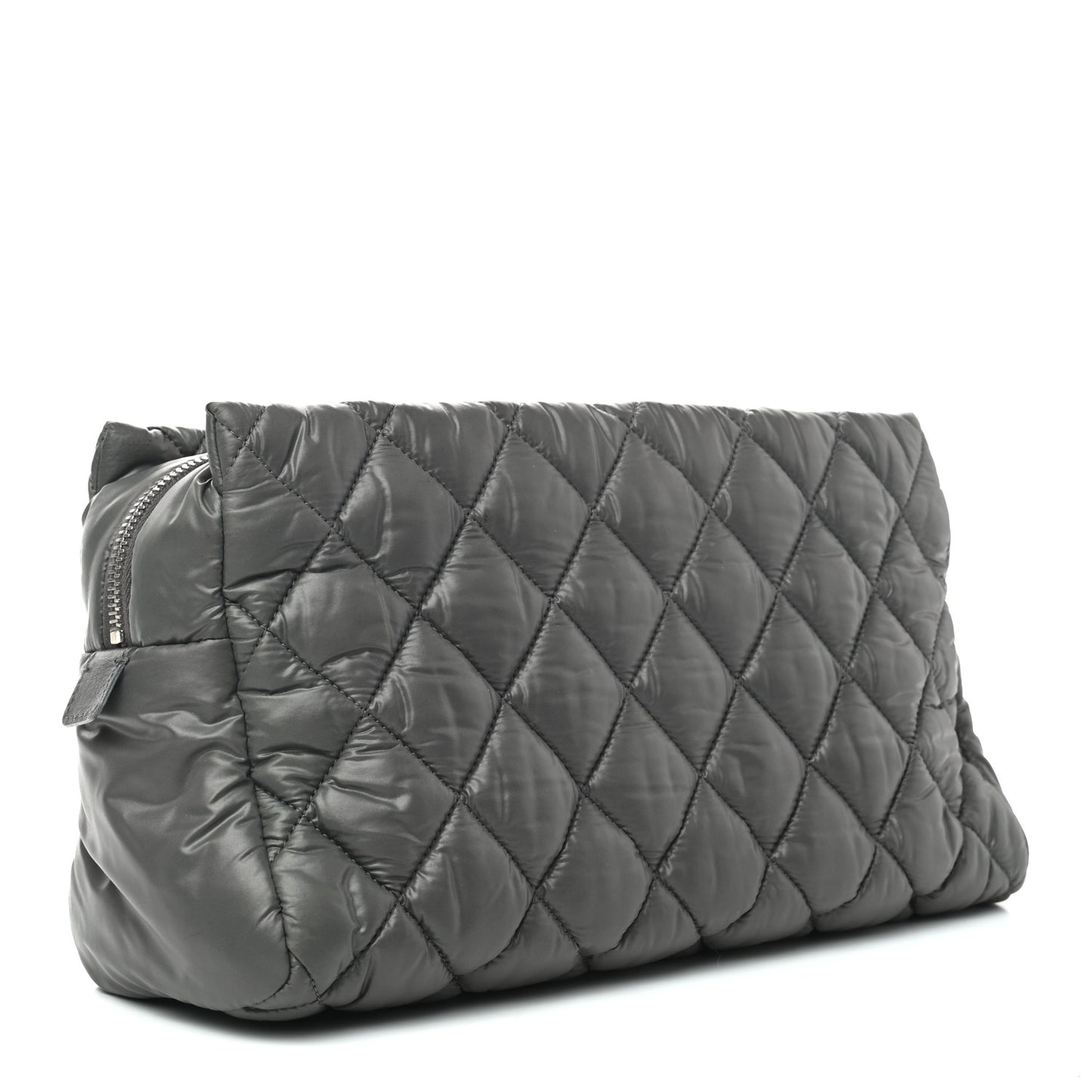 Nylon Quilted Cocoon Cosmetic Case Grey