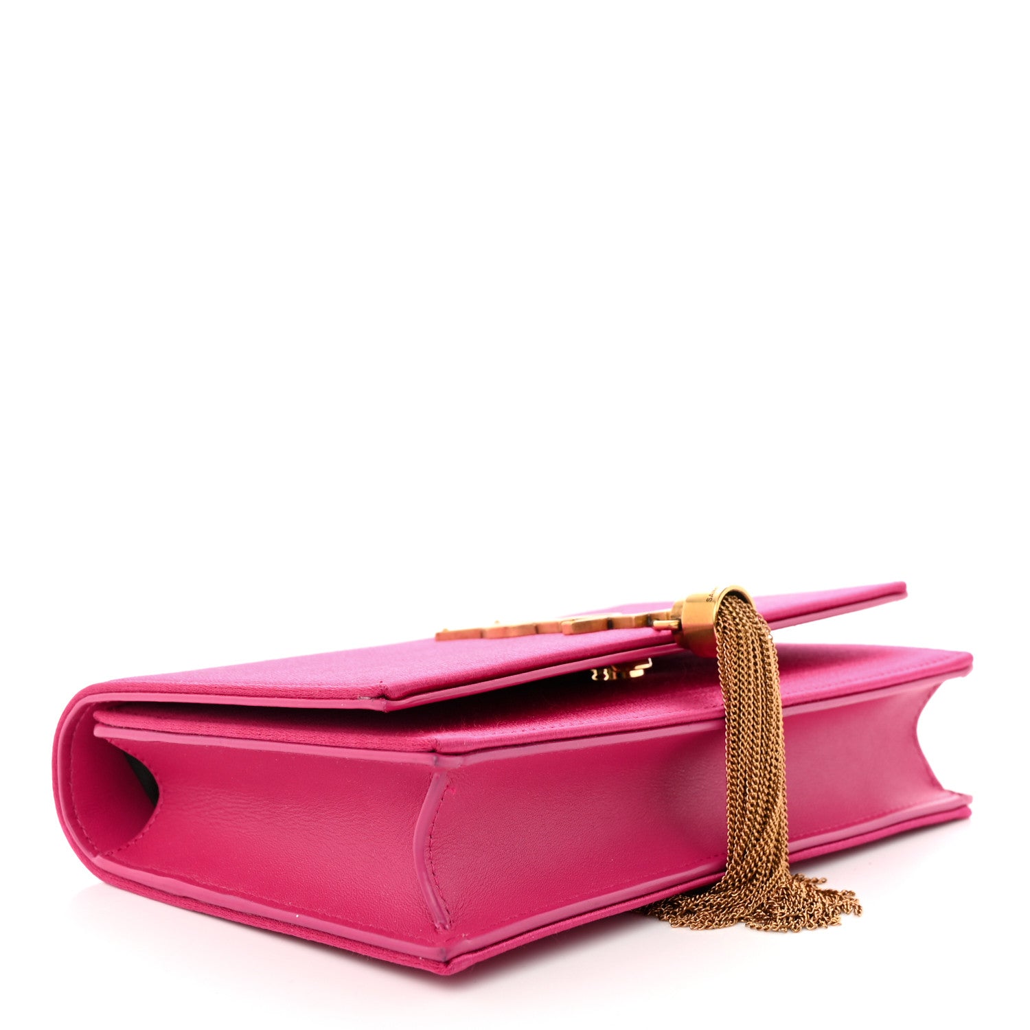 Saint Laurent Satin Woven Monogram Kate Tassel Chain Wallet Guava Pink 4 of 9