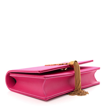 Saint Laurent Satin Woven Monogram Kate Tassel Chain Wallet Guava Pink 4 of 9