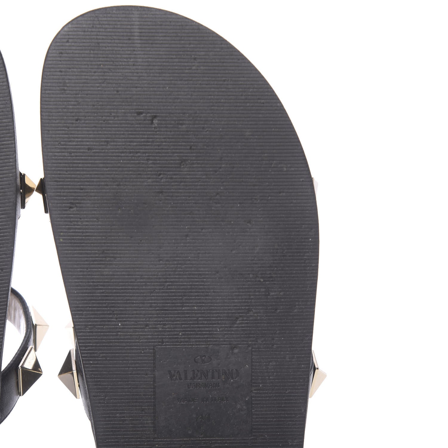 Valentino Garavani Vitello Macro Rockstud Lock Slide Sandals 35 Black 10 of 10