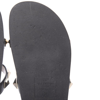 Valentino Garavani Vitello Macro Rockstud Lock Slide Sandals 35 Black 10 of 10