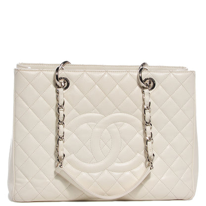 Chanel Caviar Quilted Grand Shopping Tote GST White 1 of 7