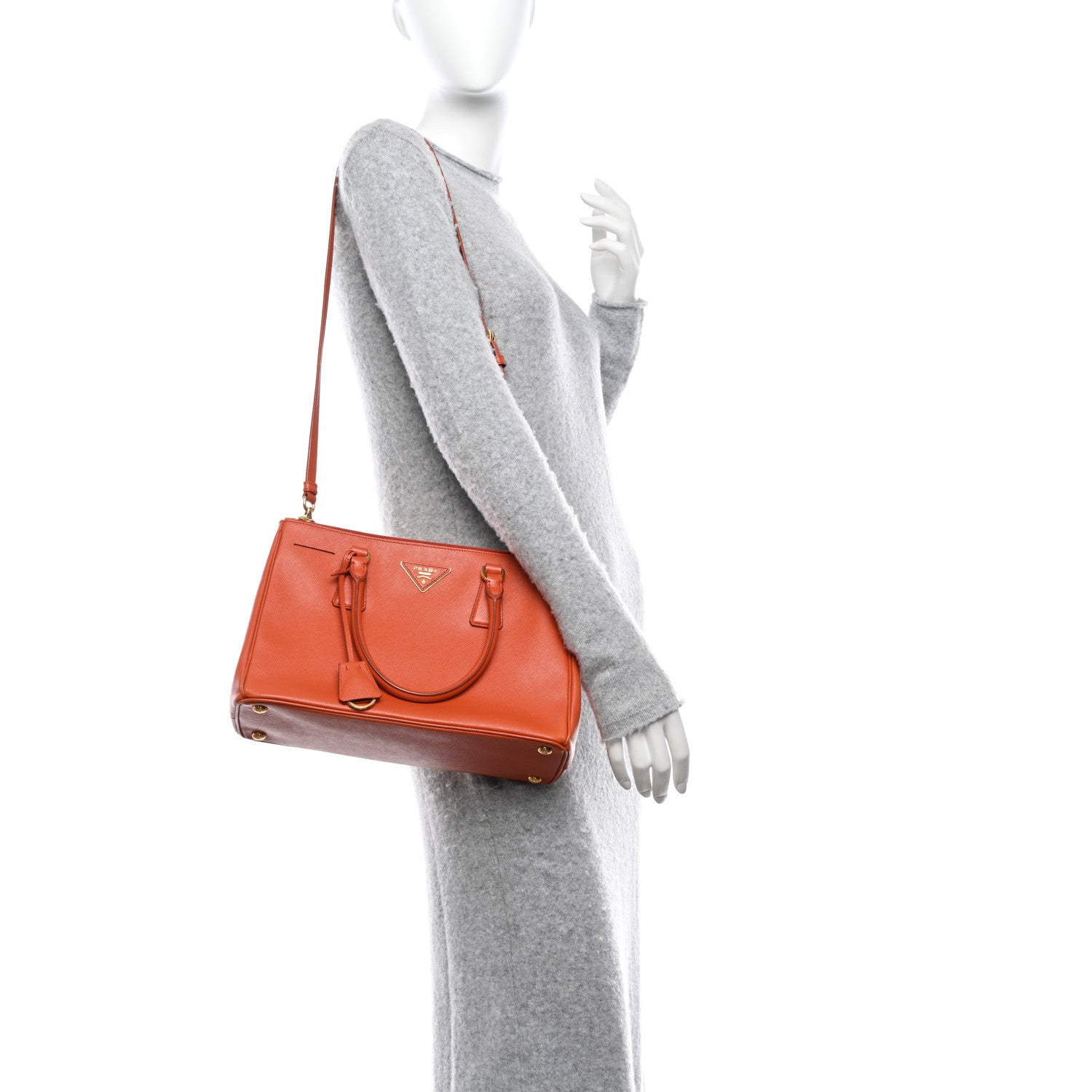 Prada Saffiano Small Galleria Double Zip Tote Papaya 2 of 12