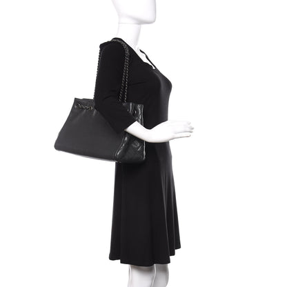 Chanel Metallic Grained Calfskin Medium Woven Chain Shopping Tote Black 2 of 12