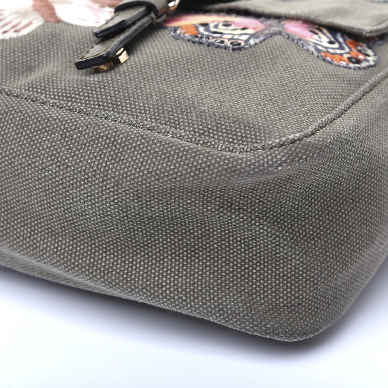Valentino Garavani Canvas Butterfly Embroidered Rockstud Messenger Bag Military Green 7 of 25