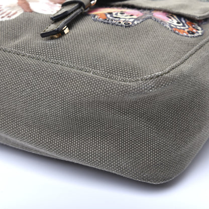 Valentino Garavani Canvas Butterfly Embroidered Rockstud Messenger Bag Military Green 7 of 25