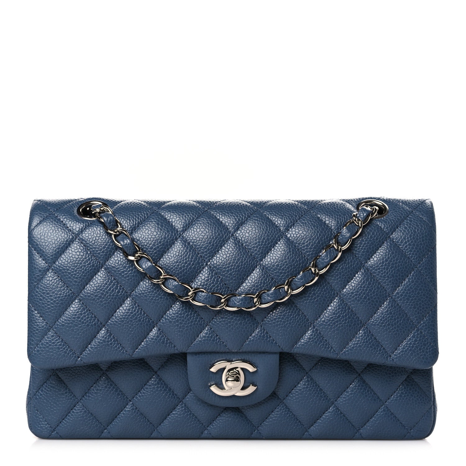 Chanel Caviar Quilted Medium Double Flap Blue 1 of 9