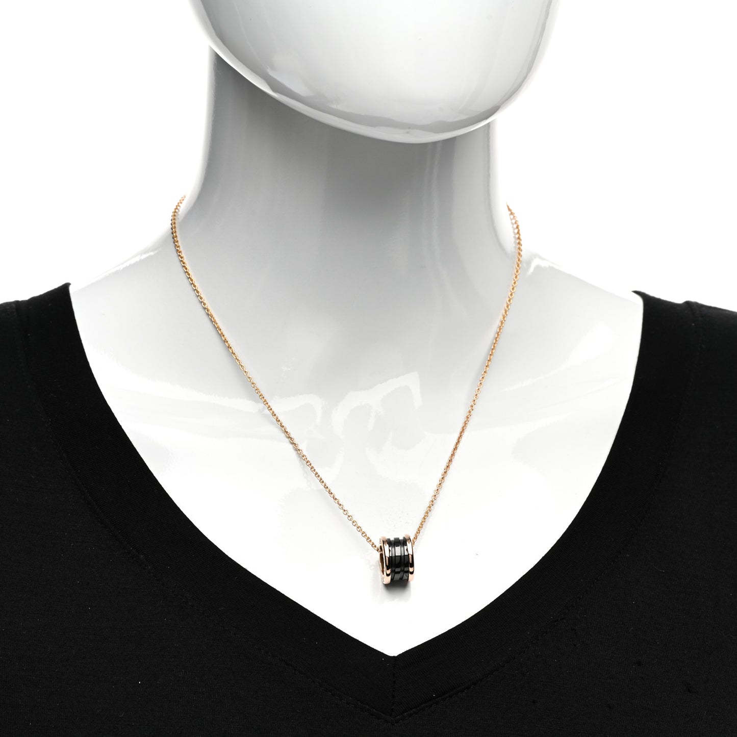 18K Rose Gold Black Ceramic B.Zero1 Pendant Necklace