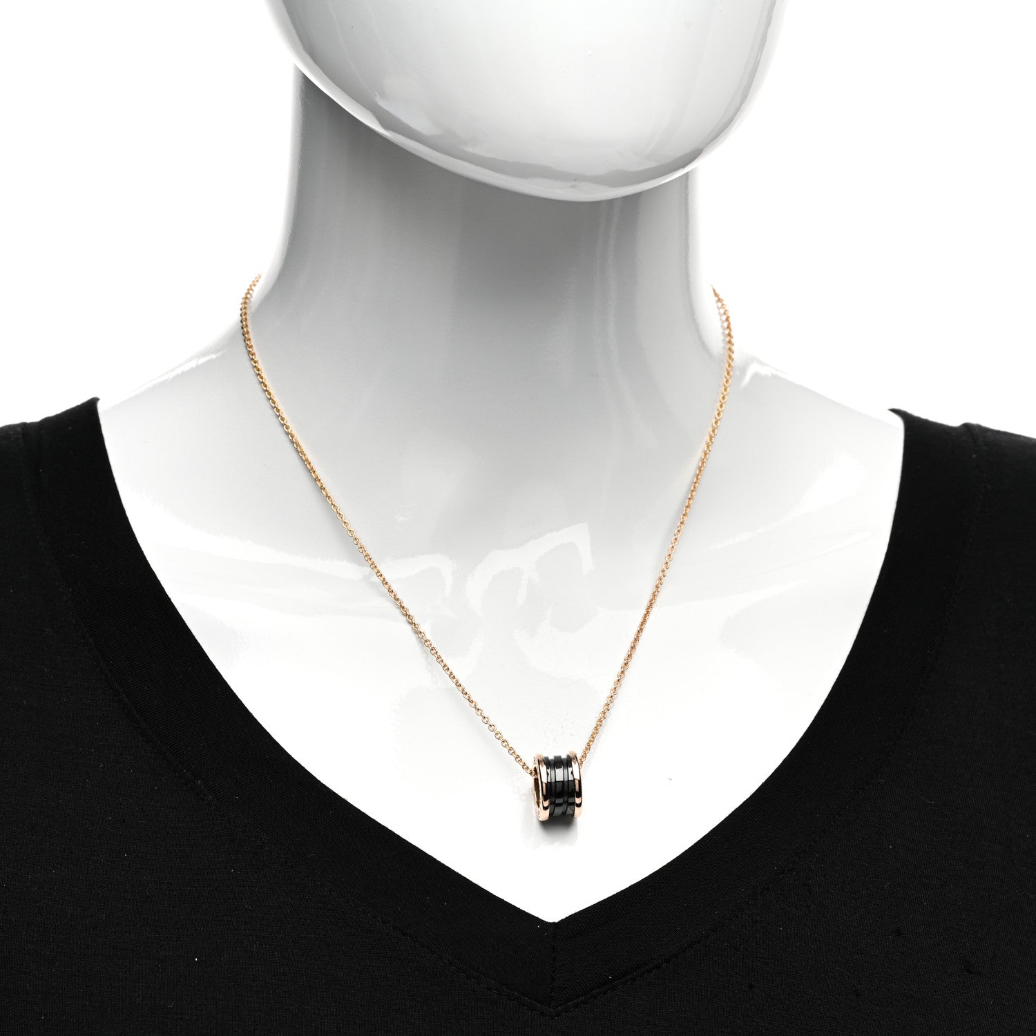 Bulgari 18K Rose Gold Black Ceramic B.Zero1 Pendant Necklace 2 of 4