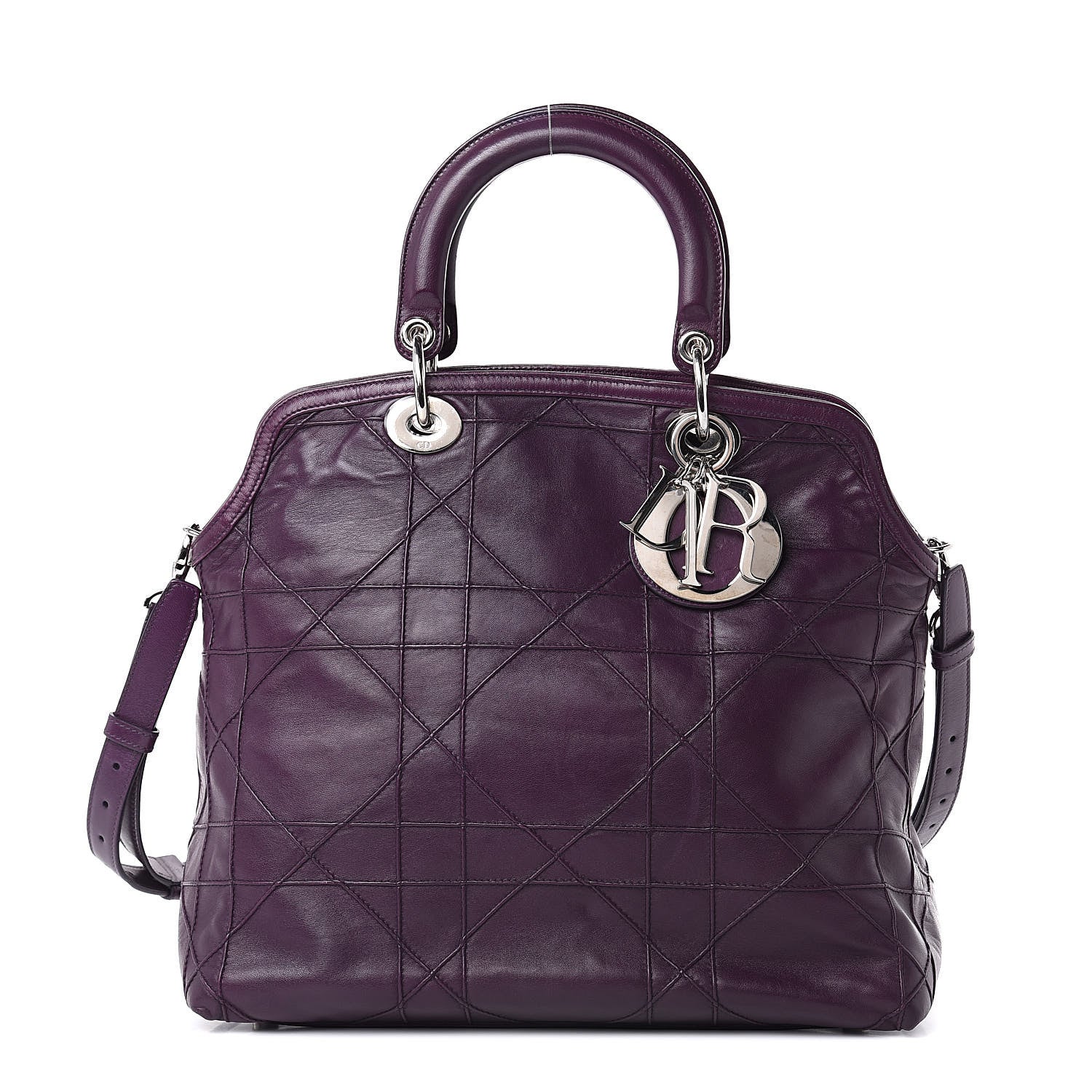Christian Dior Lambskin Cannage Medium Granville Tote Purple 1 of 16