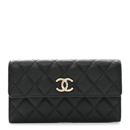 Chanel Caviar Quilted CC Large Gusset Flap Wallet Black 1 of 11
