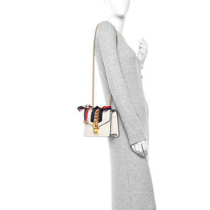 Gucci Calfskin Super Mini Sylvie Chain Shoulder Bag White 2 of 10