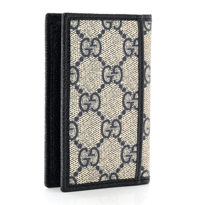 Gucci GG Supreme Monogram Textured Dollar Calfskin Retro Interlocking G Card Case Beige Blue 3 of 7
