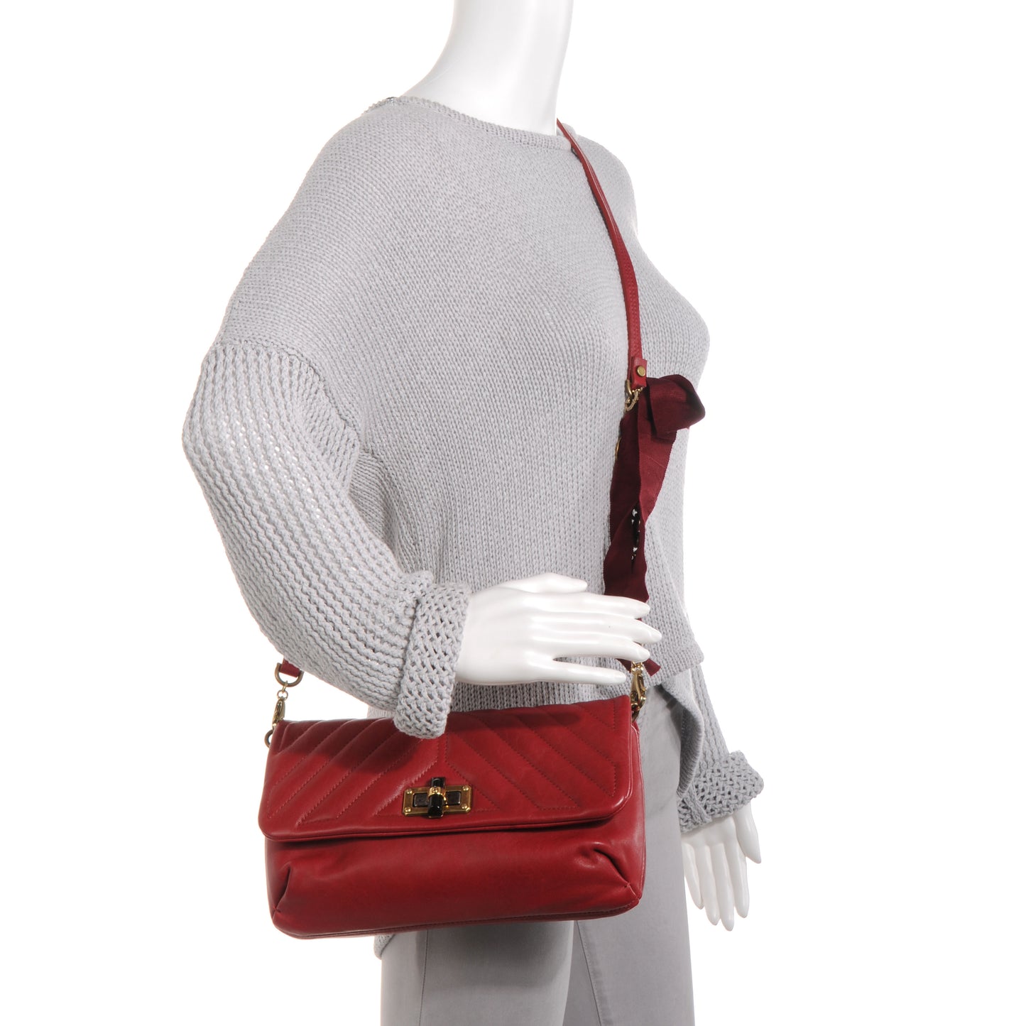 Lambskin Quilted Happy Crossbody Bag Red