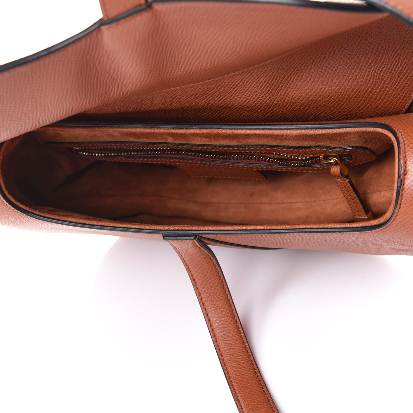 Grained Calfskin Saddle Bag Camello
