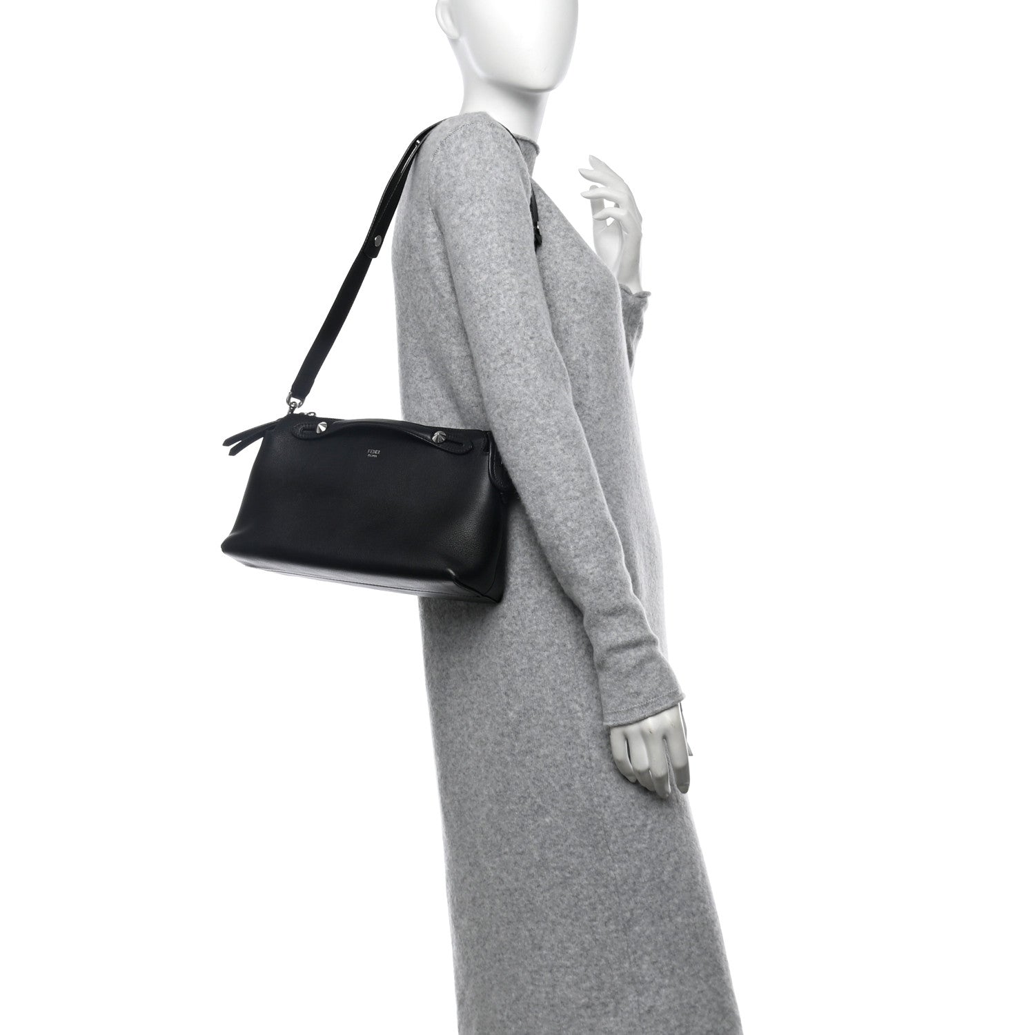 Fendi Vitello Dolce Marmol Medium By The Way Boston Bag Black 2 of 11