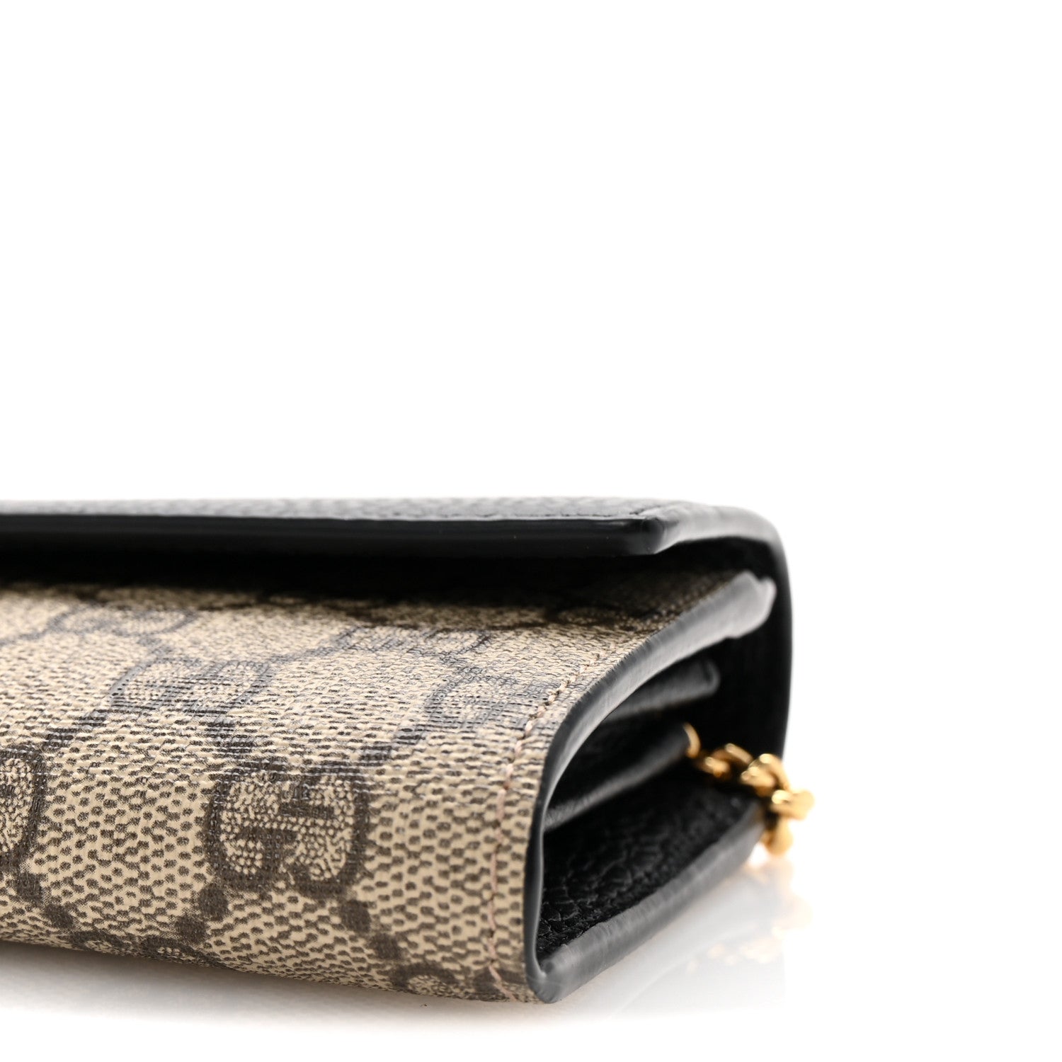 Gucci Dollar Calfskin GG Supreme Monogram Petite GG Marmont Wallet Chain Bag Black Beige Ebony 10 of 11