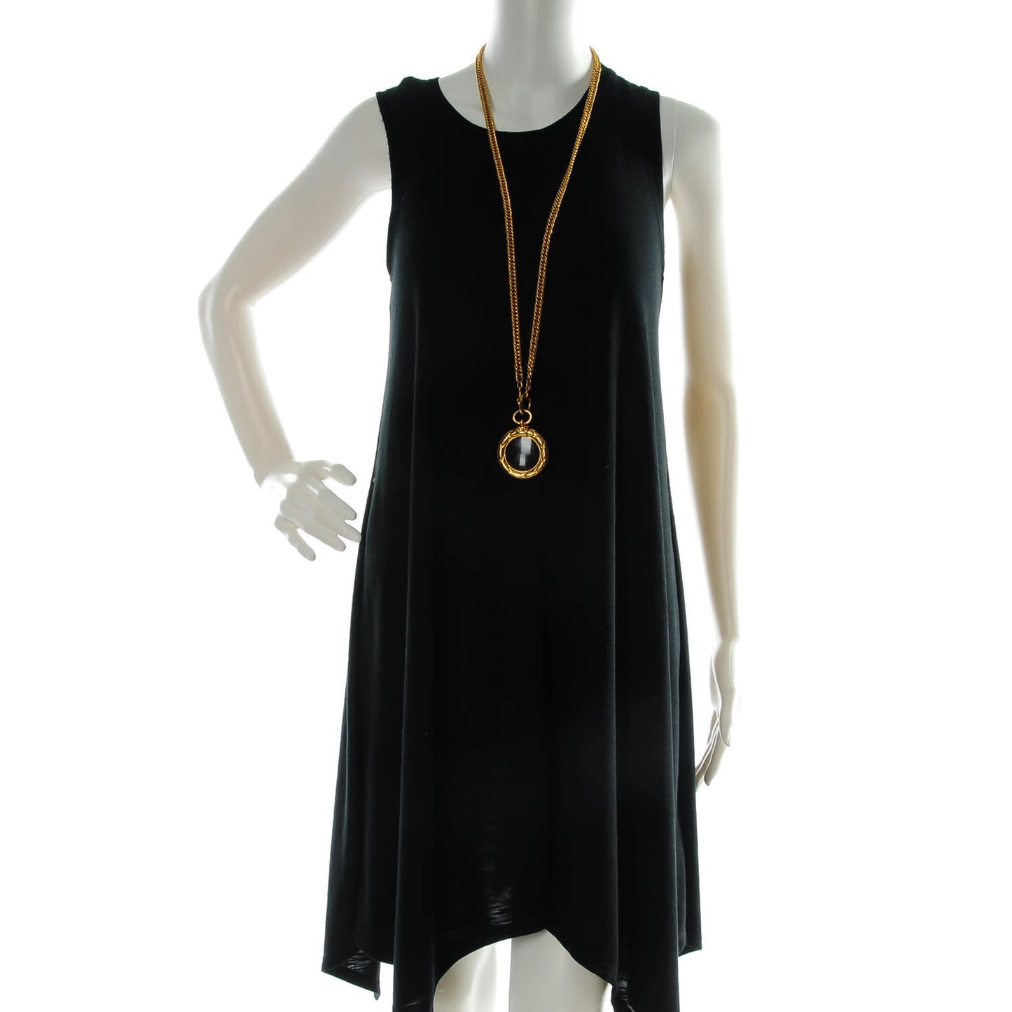 CC Quilted Loupe Chain Necklace Gold