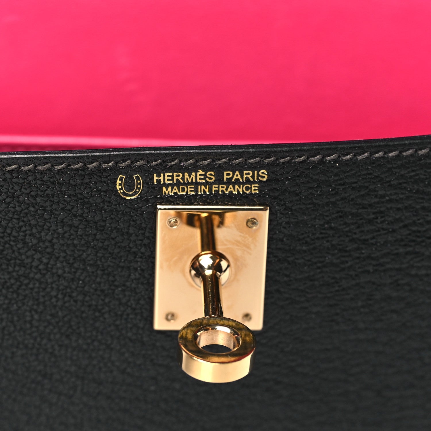 Hermes Chevre Mysore Horseshoe Mini Kelly Sellier 20 Black Rose Mexico 6 of 11