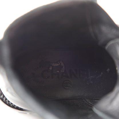Chanel Calfskin Quilted Lace Up Combat Boots 38.5 Black 9 of 10