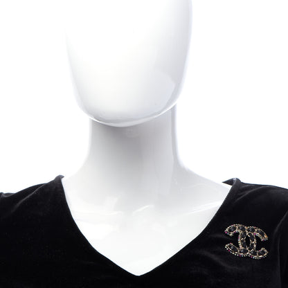 Chanel Lambskin Crystal CC Chain Brooch Black Gold Multicolor 2 of 5