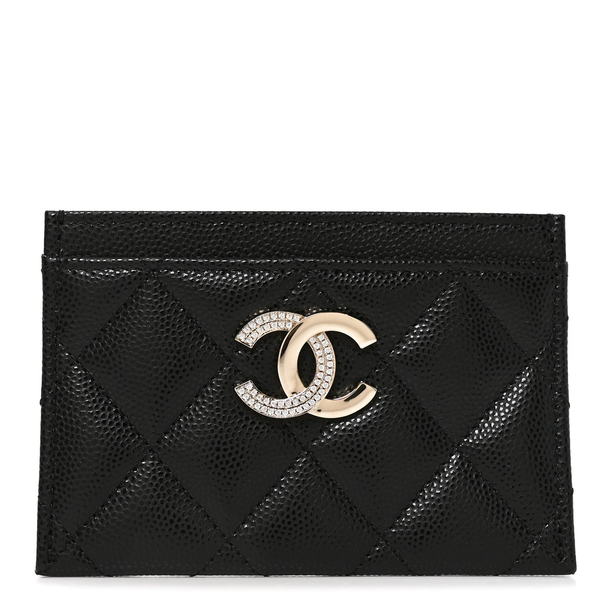 Chanel Caviar Quilted Crystal Card Holder Black 1 of 9