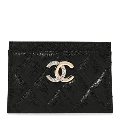 Chanel Caviar Quilted Crystal Card Holder Black 1 of 9