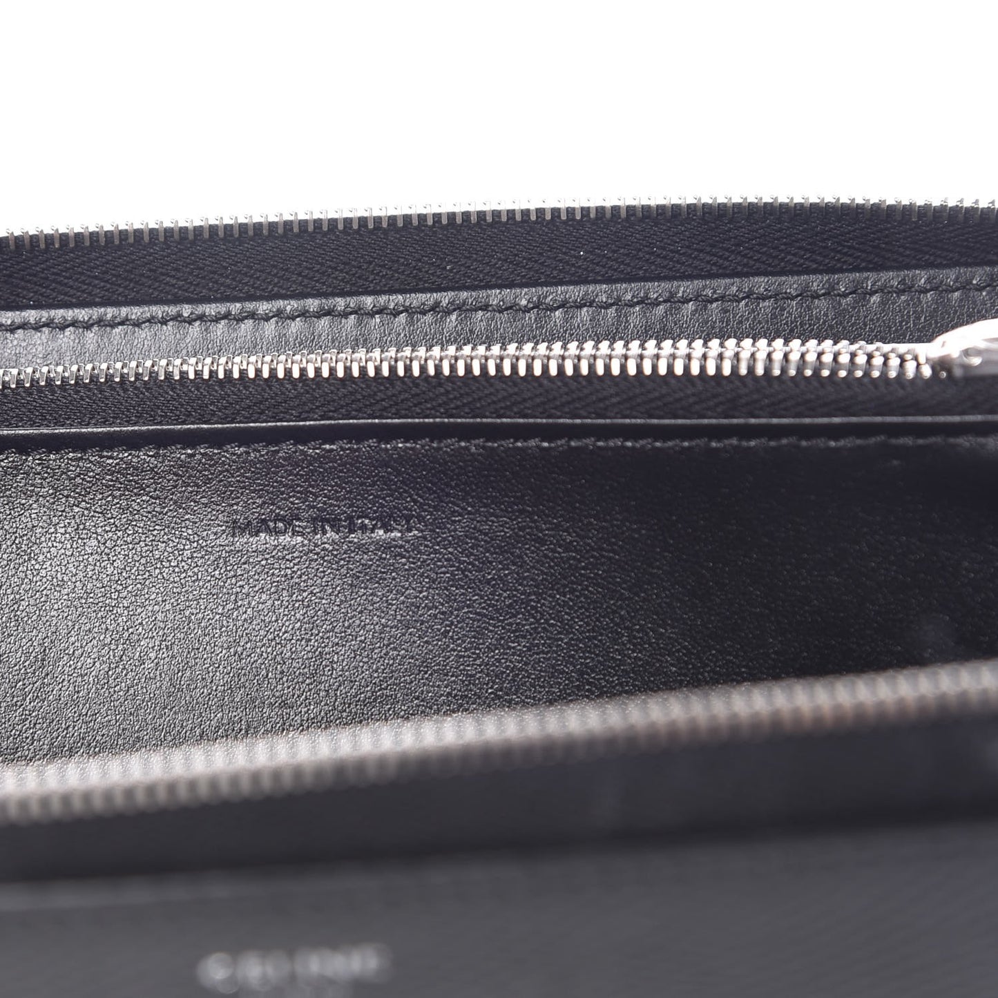 Grained Calfskin Large Zip Around Multifunction Wallet Black