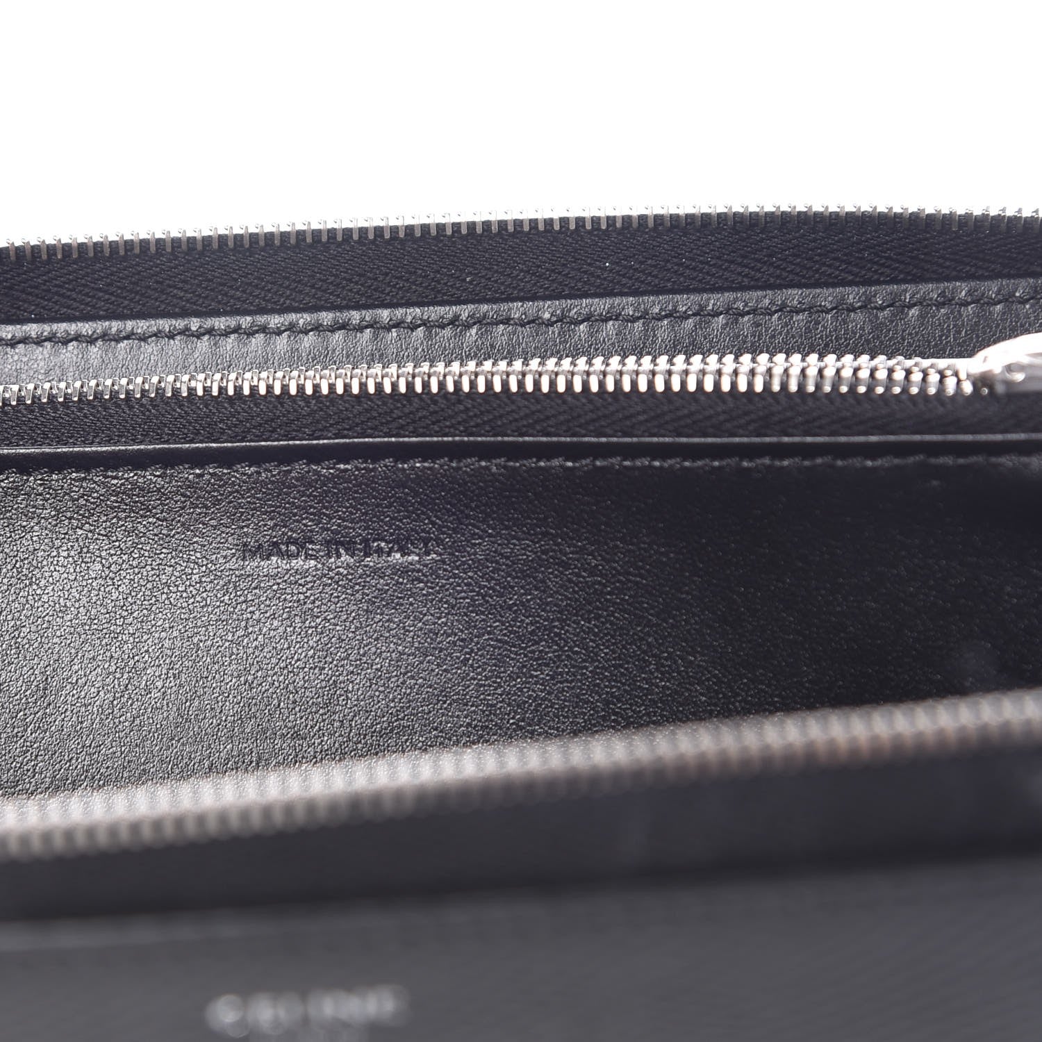 Celine Grained Calfskin Large Zip Around Multifunction Wallet Black 7 of 8