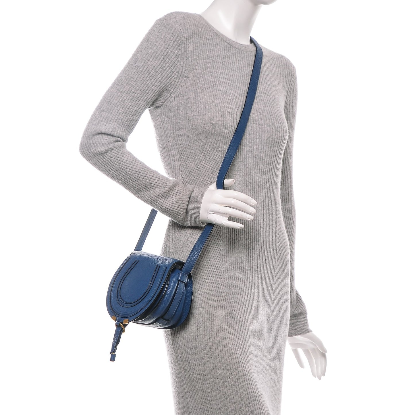Calfskin Mini Marcie Round Crossbody Bag Factory Blue