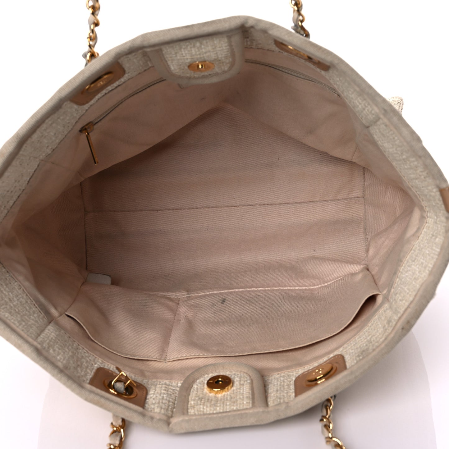 Lurex Boucle Small Deauville Tote Ivory