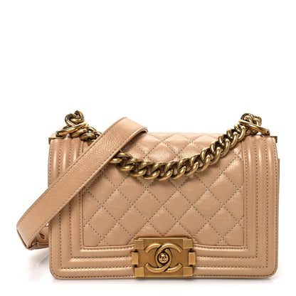 Chanel Pearl Calfskin Quilted Small Boy Flap Gold 1 of 10