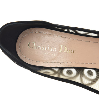 Christian Dior Suede Mesh Eye Embroidered D-Choc Pumps 38 Black 7 of 17