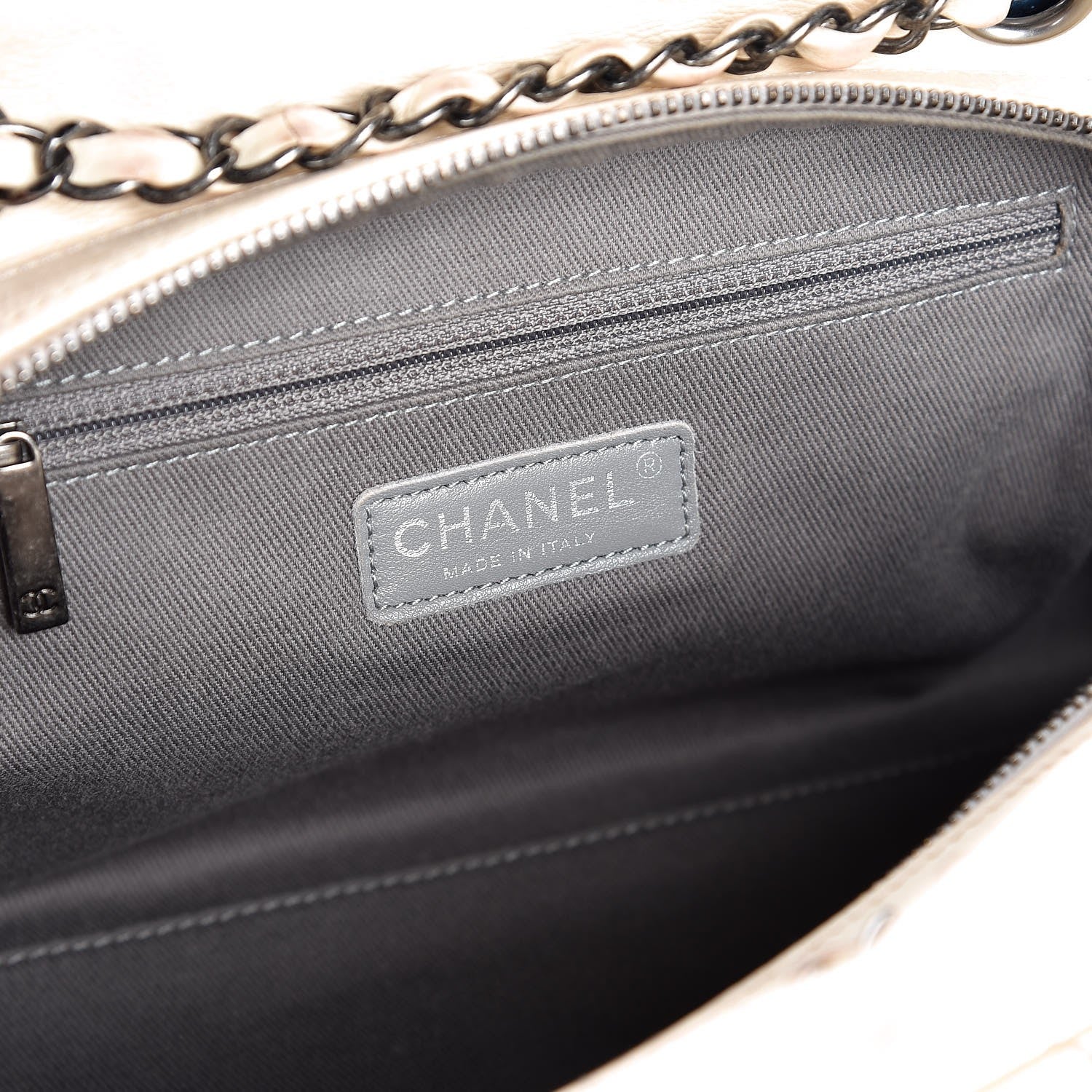 Chanel Calfskin Diamond Stitch It Bowling Bag Off White 6 of 19