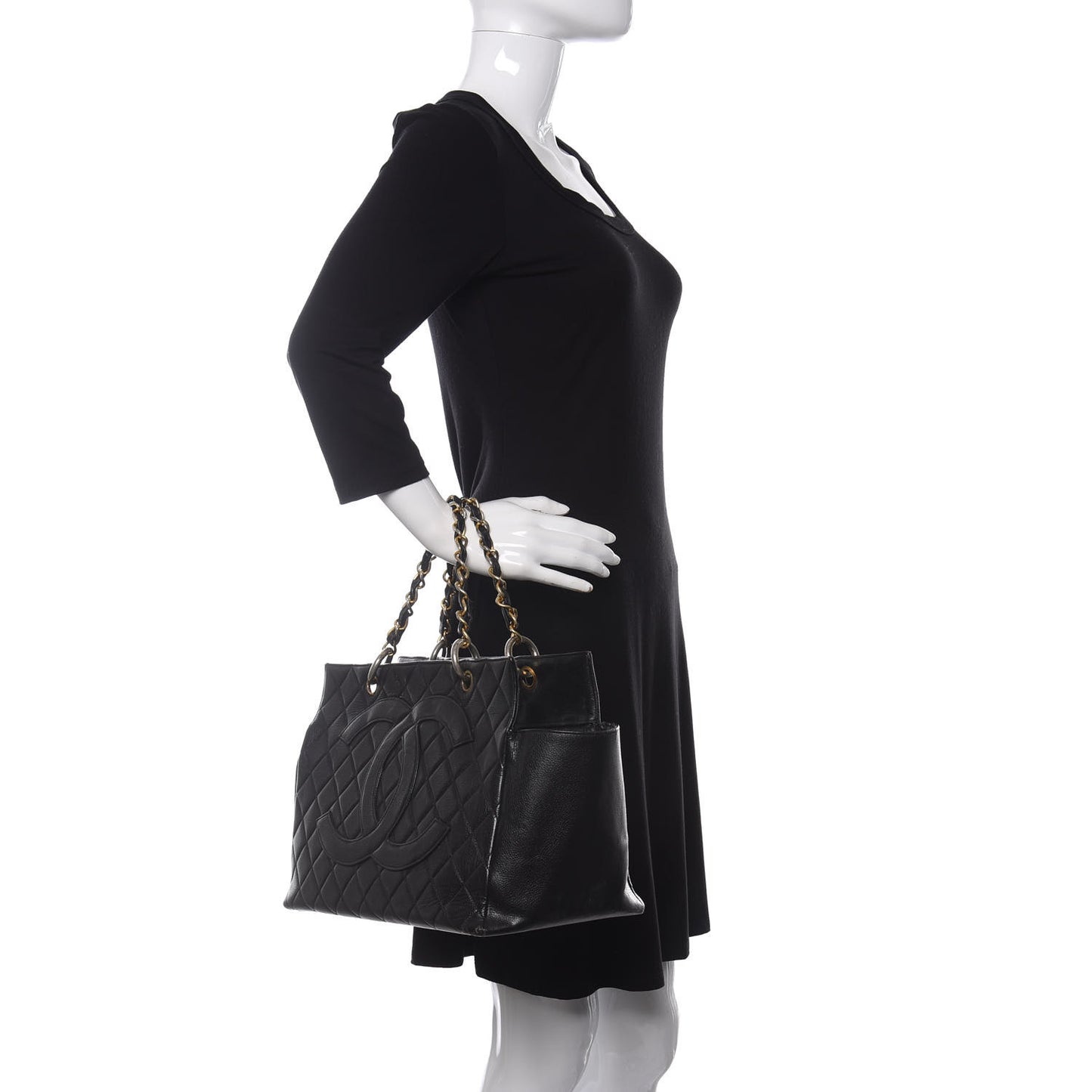Caviar Quilted Timeless CC Tote Black