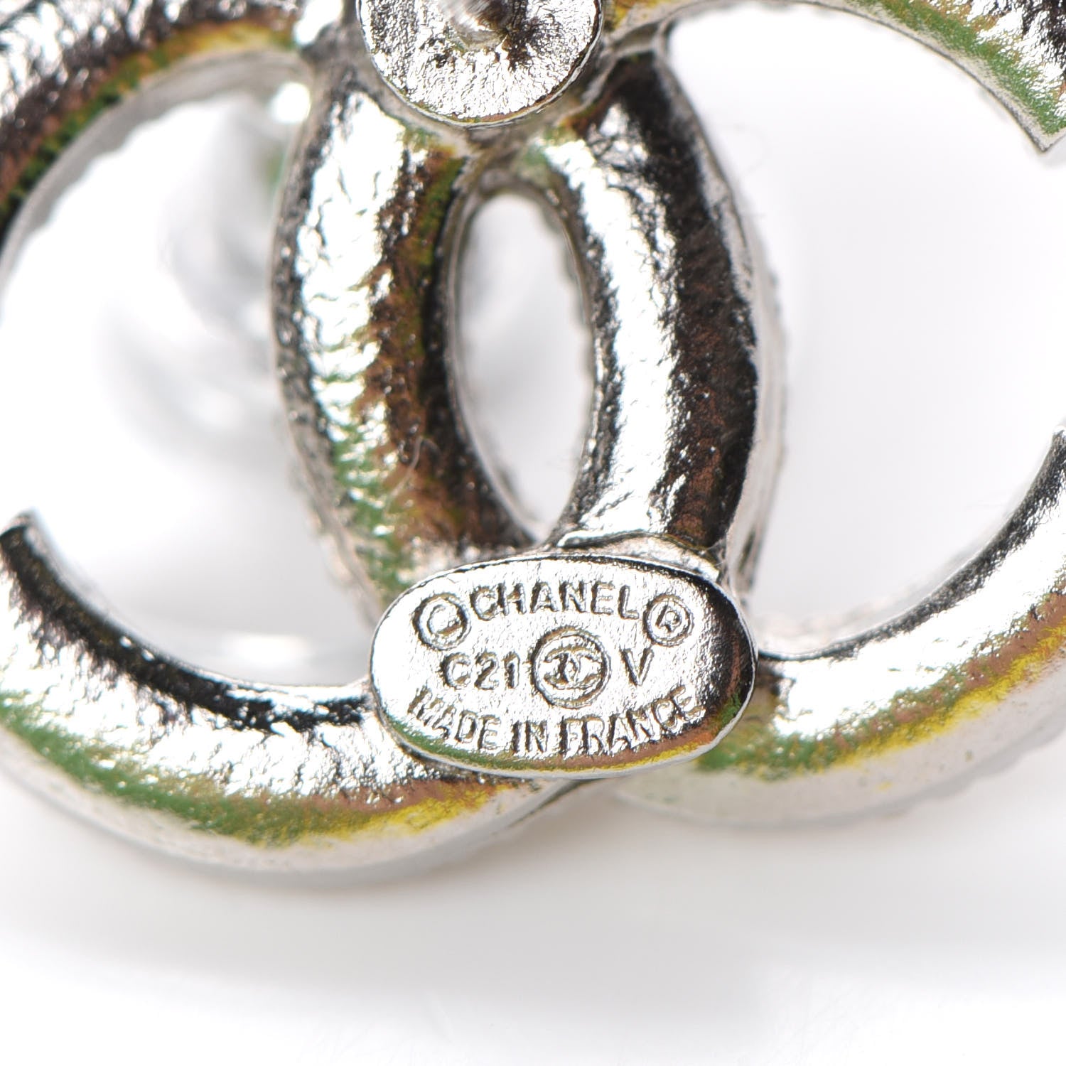 Chanel Crystal CC Earrings Silver 4 of 5