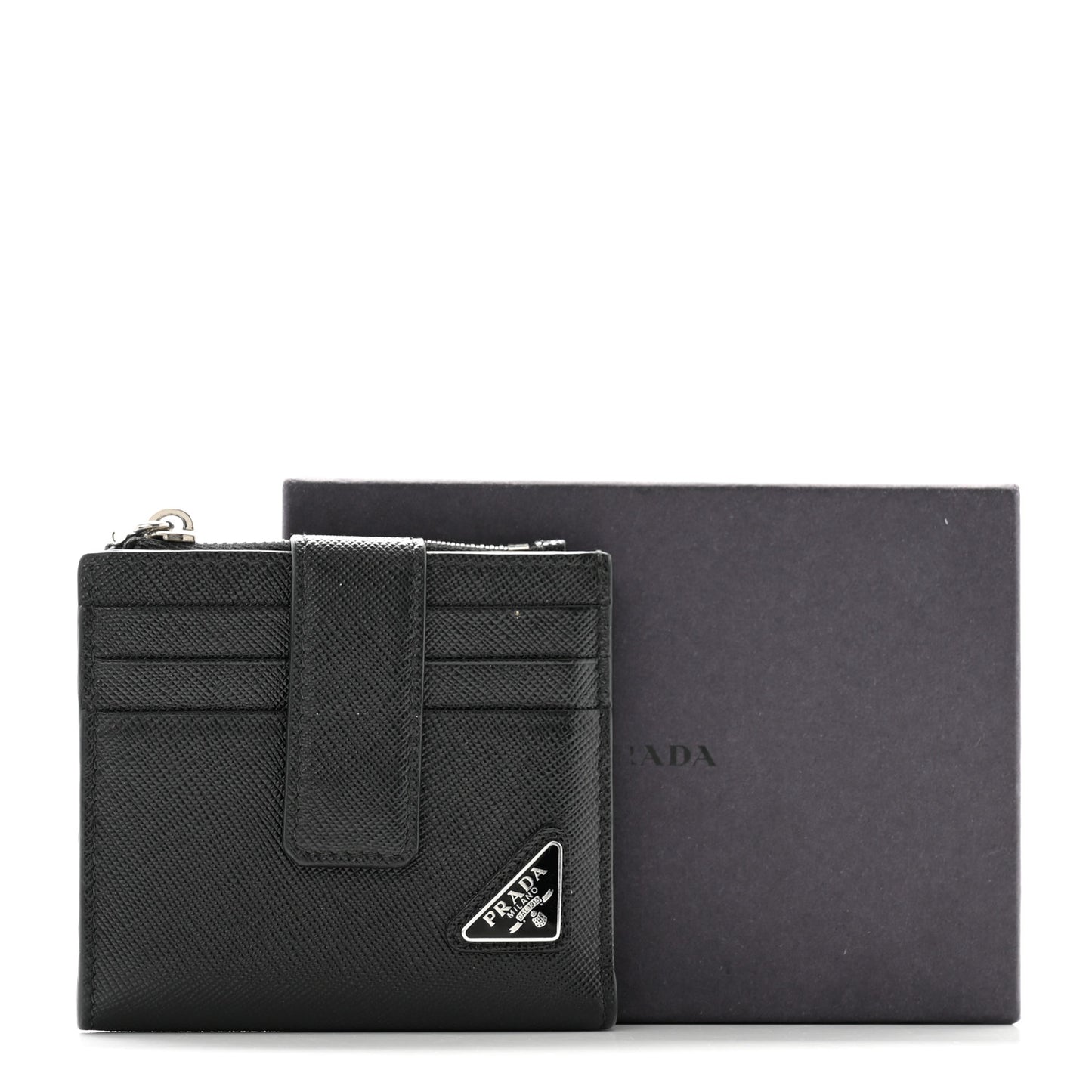 Saffiano Small Triangle Wallet Black