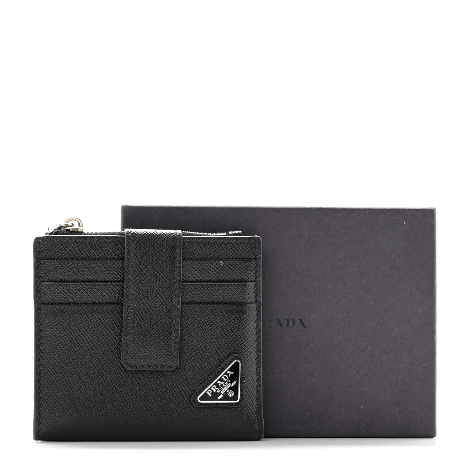 Prada Saffiano Small Triangle Wallet Black 9 of 9
