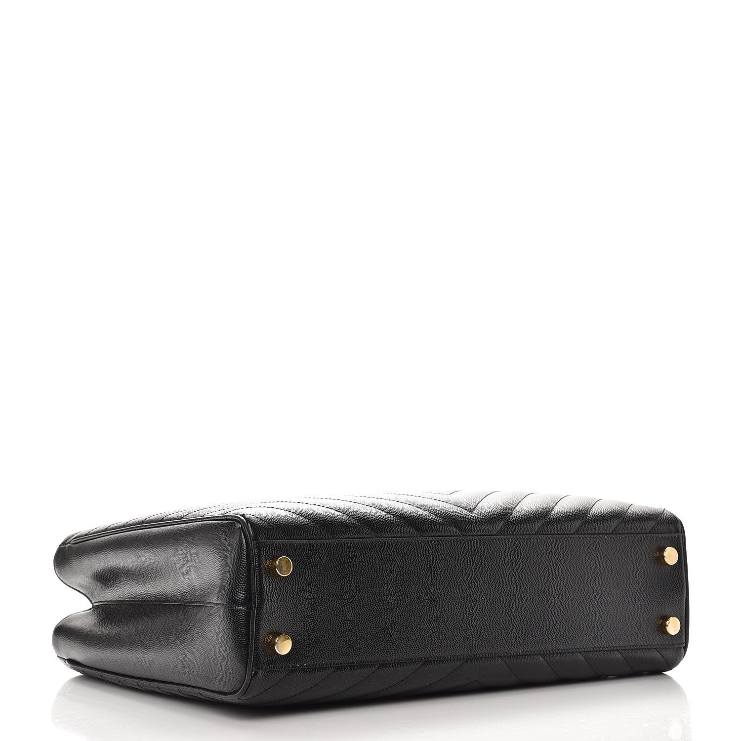 Saint Laurent Grain De Poudre Matelasse Chevron Monogram Shopping Bag Black 4 of 9