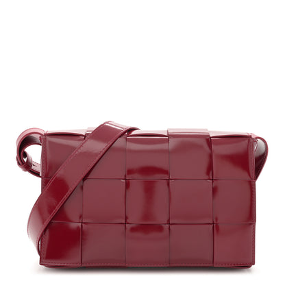 Bottega Veneta Patent Maxi Intrecciato Cassette Crossbody Bag Red 1 of 12