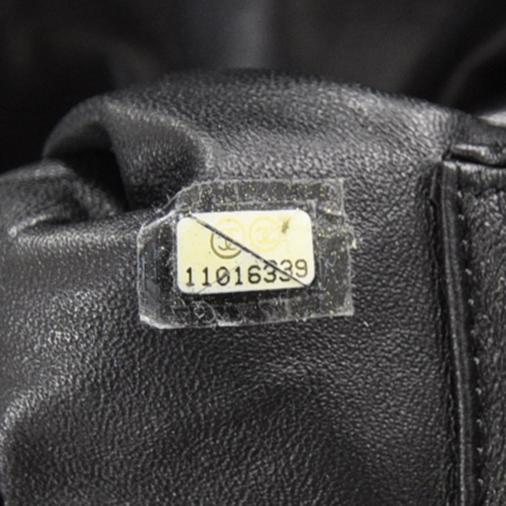 Chanel Leather Luxe Ligne Medium Bowler Metallic Black 7 of 10